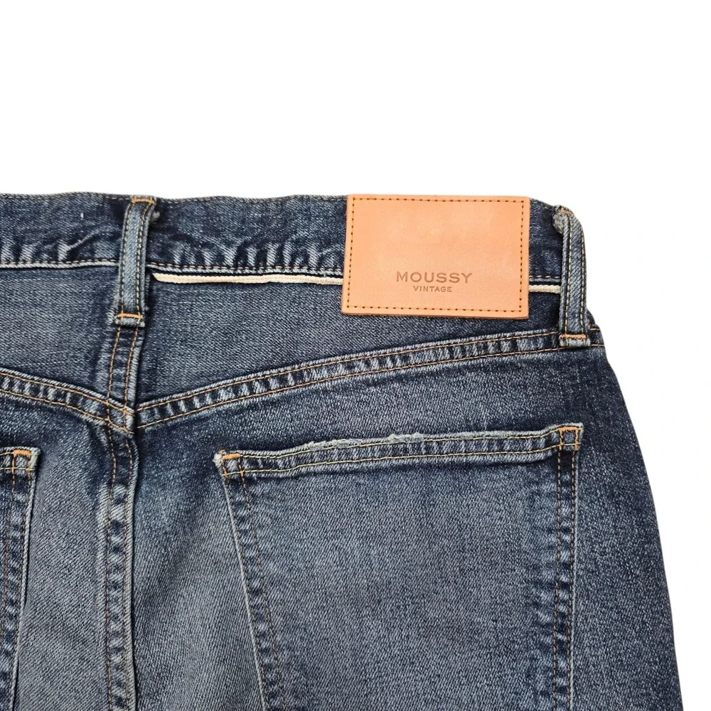 MOUSSY Vintage Denim Jeans Womens Size 28 Blue Distressed Raw Hem Straight‎